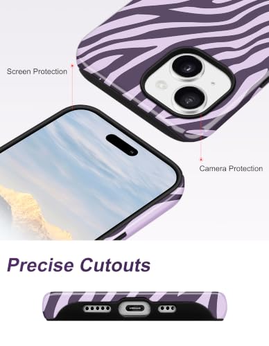 Jusy Magnetic Zebra Phone Case for iPhone 17 Pro Max,Purple | Compatible with MagSafe, Cute Aesthetic Zebra Design, TPU and PC Protective Shockproof Cover - color: Purple