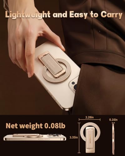 Magnetic Aluminum Phone Ring Grip Stand for iPhone 12-17 Pro Max - color: Rose Gold
