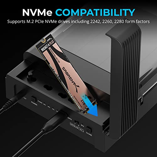 SABRENT Lay Flat NVMe & SATA HDD/SSD Dock, USB-C 10Gbps (DS-UFNC) - size: USB-C Docking Station - Tool-Free