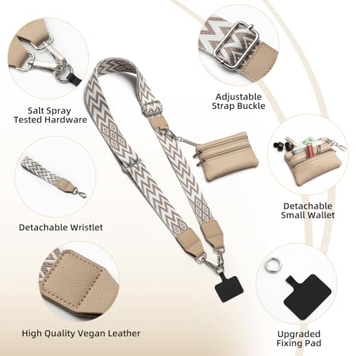 Cell Phone Lanyard Crossbody with Wallet, Versatile Clip and Go Phone Strap - color: L
