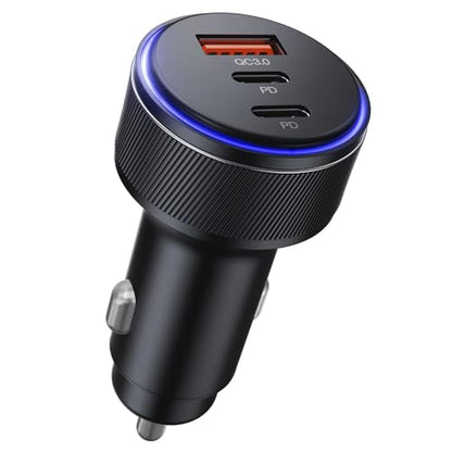 USB-C Car Charger, 3-Port 90W Fast Car Charger, Dual USB-C & USB-A Car Power Adapter, PD3.0 & QC3.0 Fast Charging for iPhone 17/16/15/14/13Pro Max, iPad, MacBook and More - size: 1