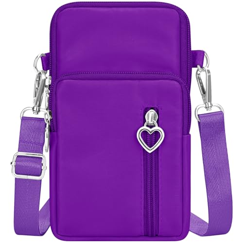 YINHEXI Small Crossbody Bags for Women Trendy, Mini Triple Compartment Cell Phone Crossbody Wallet Purses - color: Purple-2