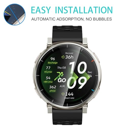 5 Pack Tempered Glass for Amazfit Active 3/Amazfit Active 3 Premium/Balance 2 XT/Balance 2 Screen Protector,9H Hardness,Ultra Resistant,Anti-Fingerprints,No Bubbles,HD-Clear,Full Coverage Watch Film - color: Amazfit Active 3 Premium