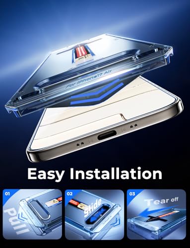 MAGIC JOHN 2 Pack for iPhone Air 6.5 inch Tempered Glass Screen Protector, Auto Dust-Elimination, Bubble Free, HD Clear, Easy Installation - size: iPhone Air 6.5inch