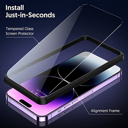 Fotbor for [3+3 Pack] iPhone 14 Pro Max Screen Protector with Camera Lens Protector, 9H Shatterproof Tempered Glass Film with Easy Installation Frame, HD Clear Sensitive Full Coverage 6.7 Inch - size: iPhone 14 Pro Max-6.7 inch