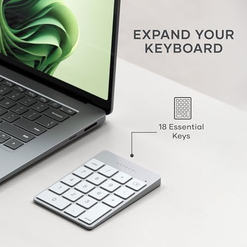 Satechi Slim Aluminum Bluetooth Keypad, USB-C Rechargeable, Silver - color: Silver, size: USB-C