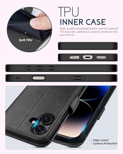 OCASE for iPhone 16 Wallet Case, PU Leather Crossbody Phone Case with Removable Shoulder Strap, Kickstand, RFID Blocking Card Slots, Flip Folio Phone Cover 6.1 Inch 2024, Graphite - color: Graphite, size: iPhone 16