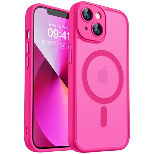 CANSHN Magnetic Shockproof for iPhone 13 Case, Hot Pink - color: Hot Pink, size: iPhone 13 (6.1 Inch, 2 Lens)