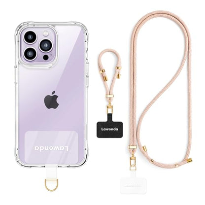 2 Pads Phone Lanyard Adjustable Crossbody Cell Phone Neck Strap - color: Lemonade Pink