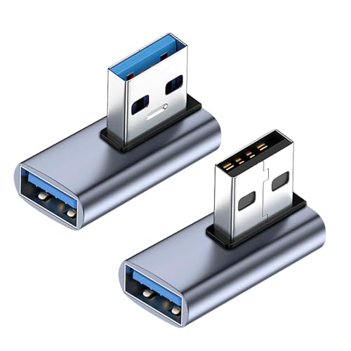 UCEC 90 Degree USB 3.2 Adapter, USB 90 Degree Adapter USB Angle Adapter - style: 2Pack A Male to A Female (Grey)