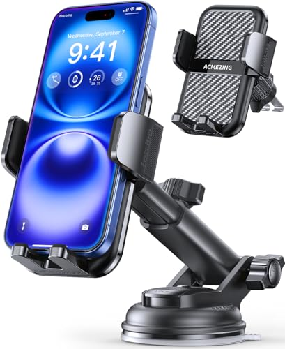 3-in-1 Car Phone Holder [122+LBS Strongest Suction & Stable Clamp Arm] 360° Adjustable Car Phone Mount, Cell Phone Holders for Your Car for Dashboard Vent, All Smartphones & Car Models - color: Black