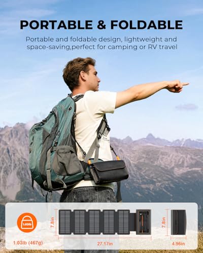BLAVOR Portable Foldable Solar Charging Pack 10W, Built-in Charging Cable - color: Black