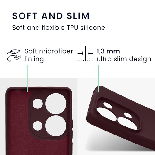 kwmobile Case Compatible with Xiaomi Redmi Note 13 Pro 4G Case - Protective Slim TPU Cover with Soft Matte Finish - Bordeaux Violet - color: bordeaux violet