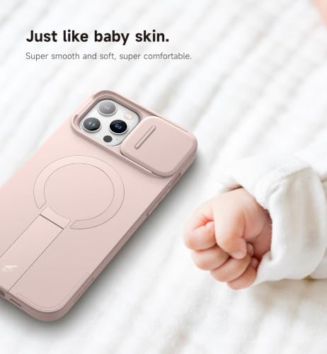 SURITCH for iPhone 13 Pro Max/12 Pro Max Case with Magnetic Camera Slide Cover and Adjustable Kickstand, Compatible with MagSafe, Shockproof Bumper Case Slim Protective Cover 6.7 Inch, Pink - color: Pink, size: IPhone 13 Pro Max/12 Pro Max-6.7"