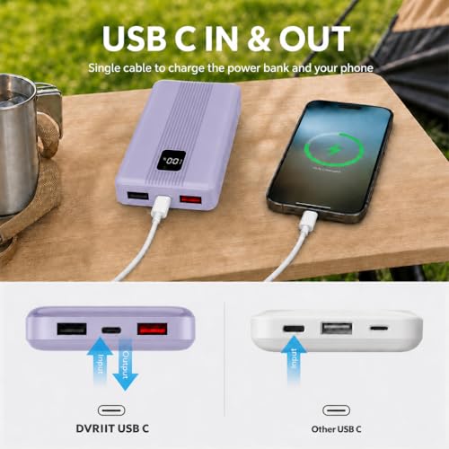 10000mAh Portable Charger with 4 Built-in Cables, 22.5W Fast Charging Power Bank, LED Display, Slim Travel Battery Pack for iPhone 17/16/15/14, Samsung Galaxy, iPad & More - color: Purple