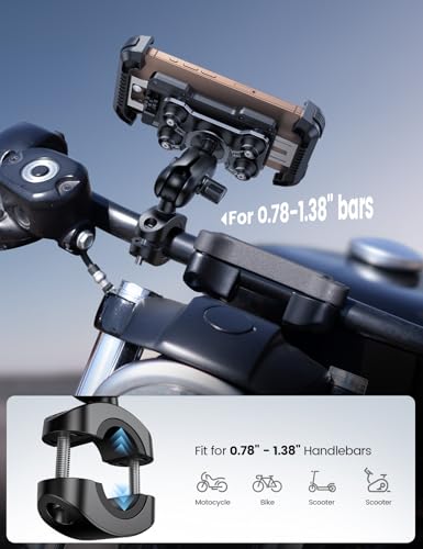 Lamicall Motorcycle Phone Mount Holder with Dual Vibration Dampener - color: Black