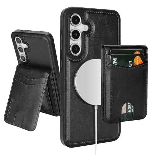 SkyEagle Compatible with Magsafe 2 in 1 Detachable Samsung Galaxy S24 FE Wallet Case with Card Holder Women Men Magnetic PU Leather Phone Case RFID Blocking Flip Kickstand Credit Slots,Black - color: Black, size: Sam Galaxy S24 FE 6.7"