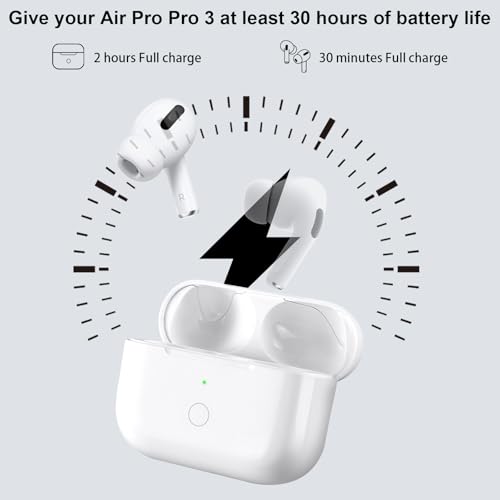 Wireless Charging Case Compatible with AirPod Pro 3, Air Pod Pro 3rd Generation Charger Case Replacement with Bluetooth Pairing Function, No Earbuds,White - color: White Air Pod Pro 3 Charging Case
