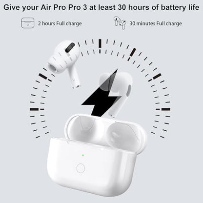 Wireless Charging Case Compatible with AirPod Pro 3, Air Pod Pro 3rd Generation Charger Case Replacement with Bluetooth Pairing Function, No Earbuds,White - color: White Air Pod Pro 3 Charging Case