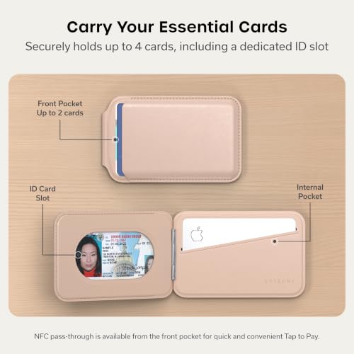 Satechi MagSafe Wallet Stand, Card Holder, NFC Pass-Through - color: Desert Rose