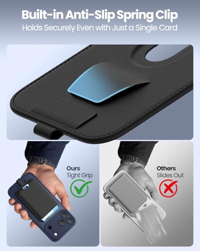 FlyReal for MagSafe Wallet, with Anti-Loss Lanyard, Black - color: Black