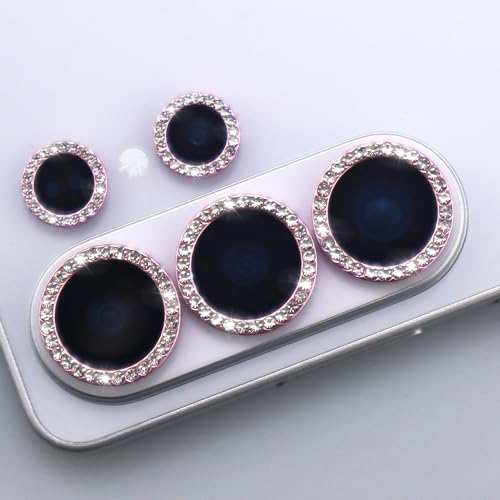 for Samsung Galaxy S26 Ultra Camera Lens Protector, Bling Diamond Metal Ring Tempered Glass Lens Cover, Sparkly Rhinestone Accessories (Pink) - color: Pink