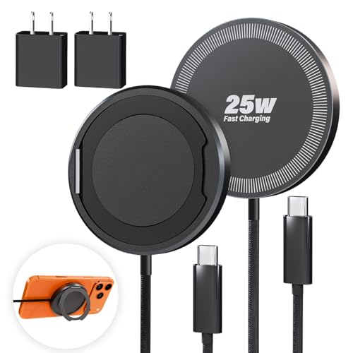 2Pack Magnetic Wireless iPhone Charger Fast Phone Charger with Stand, 6FT 25W Fast Phone Charging Pad Wireless Magnetic Charge for iPhone 17/17Air/16 Pro Max/16 Plus/15 Pro Max/AirPods3/2/Pro Black - color: Black, size: 6ft-2PK