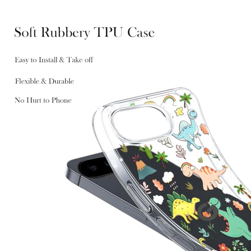 Unov for Pixel 10a Case, Clear with Design, Slim Fit Good Grip, Embossed Phone Case, Shockproof Protective Cover, Raised Camera Protection, Soft TPU, Dinosaur Land - color: Dinosaur Land