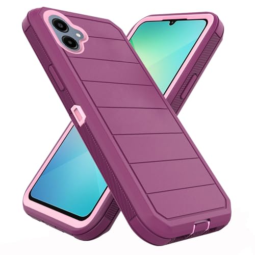 Asuwish Phone Case for Samsung Galaxy A06, Military Grade Shockproof Hybrid Cell Cover, Full Body Heavy Duty Rugged Hard Protective Mobile Accessories Ao6 A 06 Women Men Purple