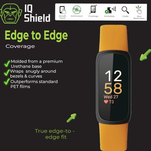 IQShield 12 Pack Screen Protector for Fitbit Inspire 3, Easy Install, Ultra Thin, Anti Scratch, Anti-Bubble, Clear TPU Film - size: 0.7 INCH (Pack of 2)