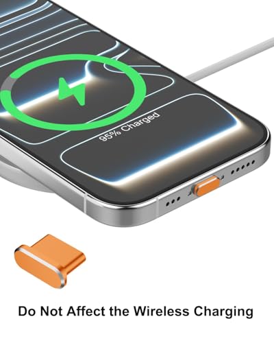 USB C Dust Plug for iPhone 17 Series, 4Pcs Aluminum+4Pcs Silicone, Orange - color: Cosmic Orange