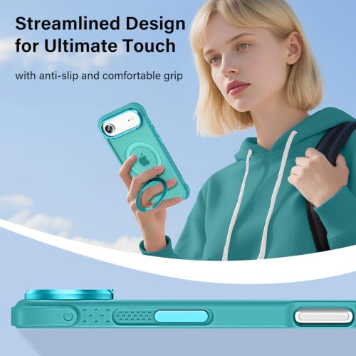 Designed for iPhone Air Case with Magnetic Stand, Darkcyan | Certified Drop Protection, Great Grip Feeling, Matte Translucent Back Slim Shockproof Phone Cover - color: Darkcyan, size: Iphone Air