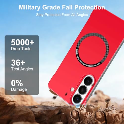 Frameless Slim Case for Samsung Galaxy S26, Silky Touch, Hard PC Matte Back, Exposed Sides Compatible with Mag-Safe, Anti-Scratch Shockproof Protective Cover for Samsung S26 5G (Red) - color: Red