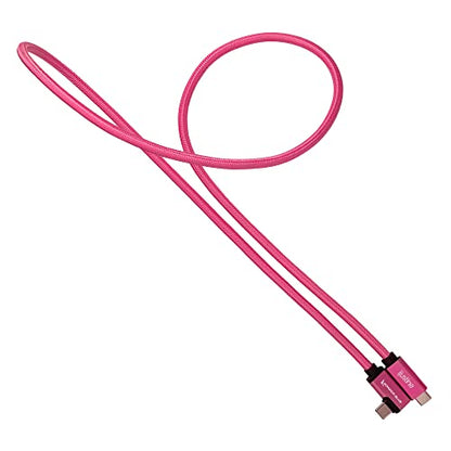KONDOR BLUE x iJustine | 3' FT USB-C to USB-C Right Angle | USB 3.1 Gen 2, 10Gb/s Data Transfer Speeds, 100W Charging, & 4K Display Support | Pink - size: 3 Foot