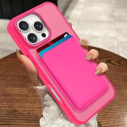 Magnetic Designed for iPhone 16 Pro Case 6.3" 2024, Hot Pink | [Compatible with Magsafe] [with Wallet & Card Holder] [Military Drop Protection] Slim Translucent Matte Phone Case - color: Hot Pink, size: iPhone 16 Pro