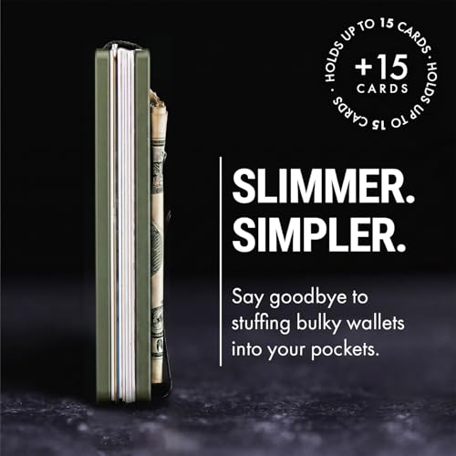 Mountain Voyage Minimalist Wallet for Men - Slim RFID Wallet, Scratch Resistant, Credit Card Holder & Money Clip, Easily Removable Money & Cards (Army Green) - color: Army Green
