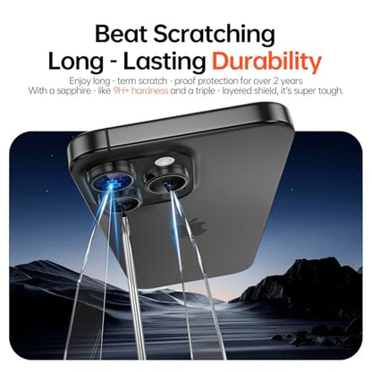 2 Pack Camera Lens Protector for iPhone 17 Pro Max/17 Pro/16 Pro Max/16 Pro/15 Pro Max/15 Pro/14 Pro Max/14 Pro [1:1 Invisible Fit] Military Grade Glass & Metal Camera Cover, Black - color: Black Titanium