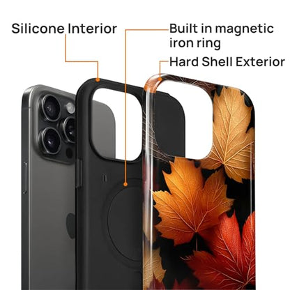 Magnetic Phone Case for iPhone 14 Pro,Compatible with MagSafe,Durable 2 Layers Full Covered Shockproof Protective Cover-Autumn Maple Leaves - color: Autumn Maple Leaves, size: iPhone 14 Pro