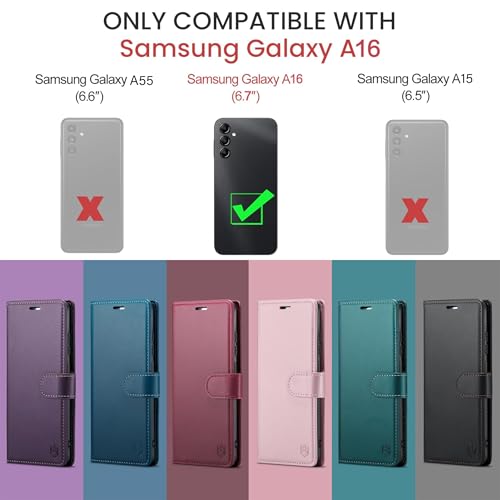 FLIPALM Wallet Case for Samsung Galaxy A16 5G, Green | Card Holder, RFID Blocking, PU Leather Folio Flip, Kickstand, Protective Shockproof Cover - color: Green