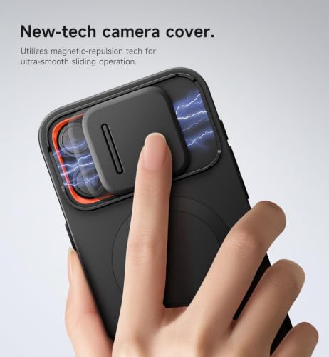 SURITCH for iPhone 15 Pro Max Case with Magnetic Camera Slide Cover and Adjustable Kickstand, Compatible with MagSafe, Shockproof Bumper Case Slim Protective Cover 6.7 Inch, Black - color: Black, size: IPhone 15 Pro Max-6.7"