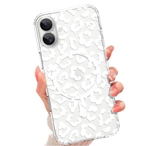 tharlet Magnetic for iPhone 16 Plus Case, Compatible with MagSafe | Anti Yellowing, Cute Cheetah Print Design Women Girls, Slim Shockproof TPU Cover for iPhone 16 Plus (Clear) - color: Cheetah Print, size: iPhone 16 Plus