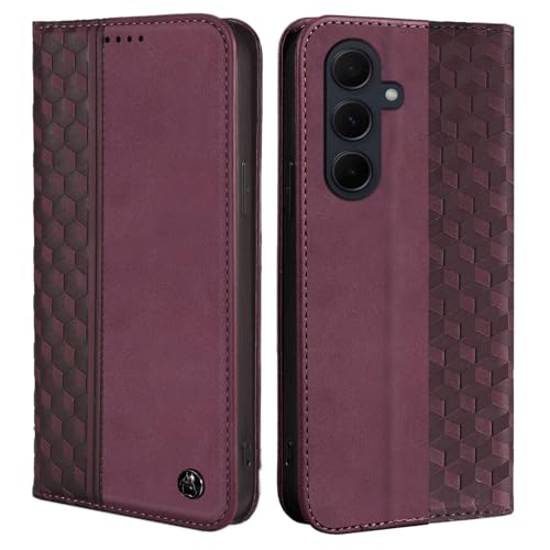 Wallet Case for Samsung Galaxy A36 5G 2025 6.7 inch - PU Leather Flip Cover with Card Holder Slots, Strong Magnetic Folio Kickstand Phone Case, Wine Red - color: Wine Red, size: Samsung Galaxy A36 6.7"
