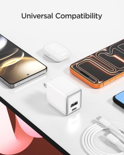 wegear 30W Fast Charger, Dual Port USB C Wall Charger with Foldable Plug - color: White, size: 2 Packs+2 Cables