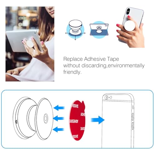 8pcs Clear Sticky Adhesive Pads for Socket Base Mount, 1.38 inches Round Double-Sided Replacement Tapes for Phone Collapsible Grip Stand Back Base,Mini Car Phone Holder