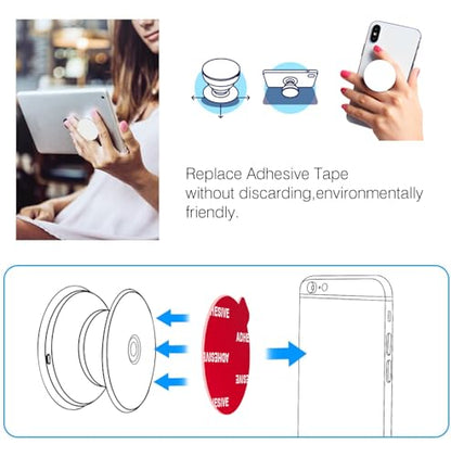 8pcs Clear Sticky Adhesive Pads for Socket Base Mount, 1.38 inches Round Double-Sided Replacement Tapes for Phone Collapsible Grip Stand Back Base,Mini Car Phone Holder