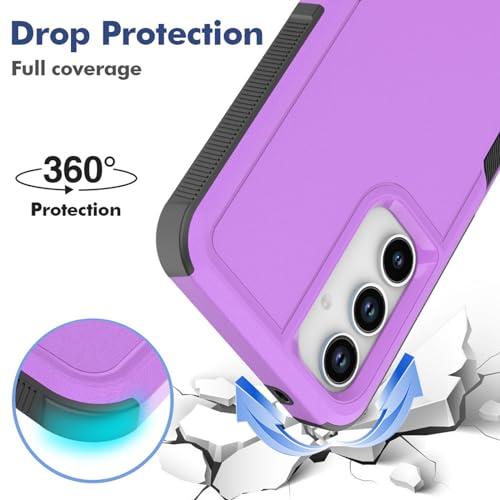 for Samsung Galaxy A35 5G Case: Dual Layer Protective Heavy Duty Cell Phone Cover Shockproof Rugged with Screen Protector - Military Protection Bumper Tough - Samsung Galaxy A35 5G 2024, Purple - color: Purple (PC) + Black (TPU)