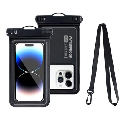 Waterproof Floating Phone Pouch, Universal IPX8 Waterproof Case for iPhone Samsung Galaxy Series, 6.9" Dry Bag with Lanyard for Beach Pool Water Play Swimming Black Gray - color: Black Gray