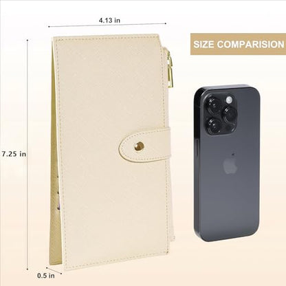 Travelambo RFID Wallet Women Large Size Bifold Multi Card Wallet Case with Zipper Pocke Credit Card Holder for Women - color: Beige