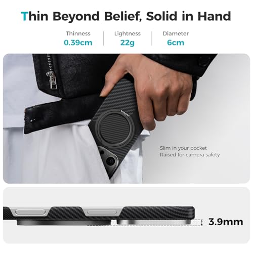 BENKS ArmorPop Magnetic Phone Grip & Stand for MagSafe, 360° Rotation Adjustable Phone Ring Holder for iPhone 17/16/15/14/13/12 Series, Durable Kevlar Design
