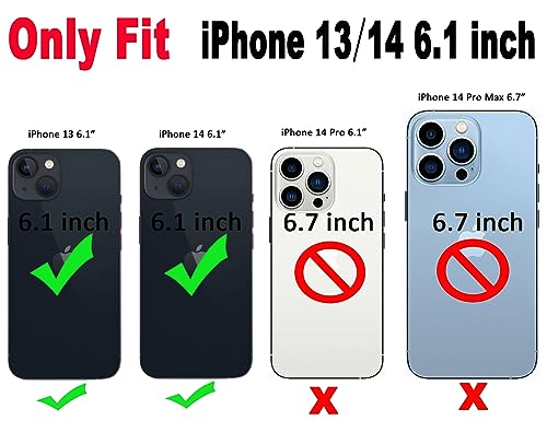 Qokey for iPhone 13/14 Case 6.1 inch,Flower Design Cute Clear for Women Girls with 360 Degree Rotating Ring Kickstand Soft TPU Shockproof Cover Blue Pink Floral - color: Blue Pink